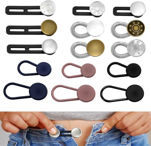 16 Pièce Rallonges de Bouton de Pantalon, 4 styles, Boutons D'extension de Taille,Extension de Bouton pour Jeans Pantalons,Chemise,Pantalon de Maternité