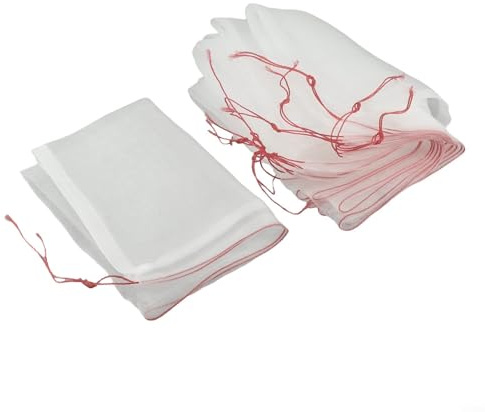 Confezione da 10 sacchetti in rete di protezione per frutta da giardino, 45 x 30 cm, in nylon, con coulisse, riutilizzabili, traspiranti, anti-insetti, per pomodori, verdure in serra o coltivazione