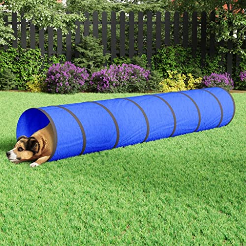 LoogCape Blå hundtunnel Ø 50 x 300 cm tillverkad av slitstark polyester för inomhus och utomhus, vikbar, med markpinnar, perfekt för hundar, katter, kaniner, lämplig som lektält, gömställe, lekhus