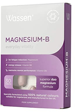 Wassen Magnesium-B | Reduces Tiredness & Fatigue | Vitamin B6 | 30