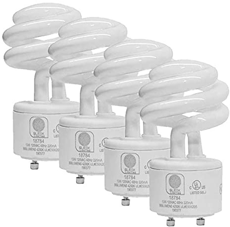 SleekLighting - Bombillas GU24 de 13 W con base 2 puntas, aprobadas por UL, 120 V 60 Hz, mini espiral bloqueo giro, fluorescentes CFL autolastradas dos pines, 4200 K, 900 lm, luz blanca fría