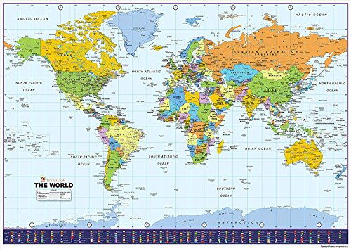 World Map with Flags - Paper Laminated - A0 Size 84.1 x 118.9 cm