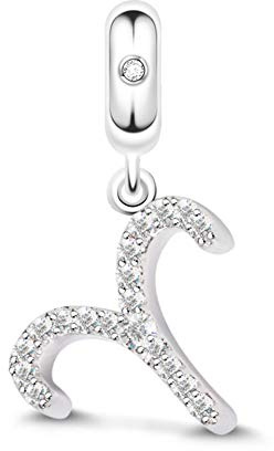 GNOCE Ciondolo Zodiaco Ariete con Costellazione in Argento Sterling 925 con Zirconi per Collana e Braccialetto da Donna e Ragazza