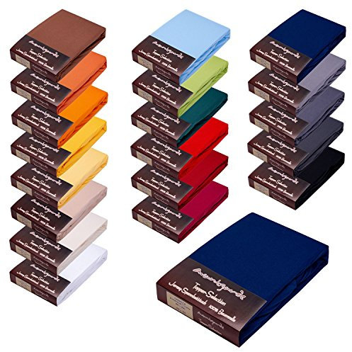 AVANTGARDE Premium Topper - Spannbettlaken - 180x200-200x220 cm - extra niedriger Steg - für Boxspringbett - Topperauflage - Spannbetttuch Jersey Baumwolle, ÖKO-TEX (14 Dunkelblau)