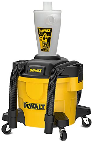 DEWALT Dust Separator with 6 Gallon Poly Tank, 99.5% Efficiency Cyclone Dust Collector, High-Performance Cycle Powder Collector Filter, DXVCS002, Yellow