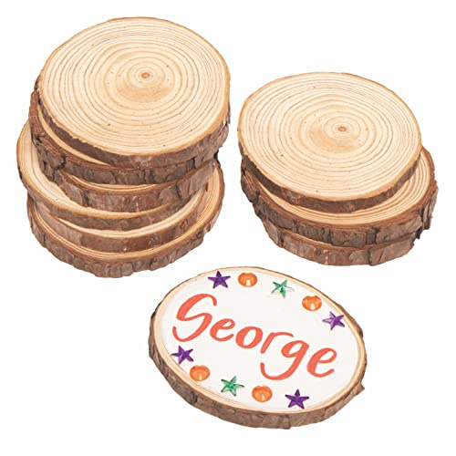 Baker Ross FC212 Natural Wooden Circles - Pack of 10, Natural Craft Supplies, Wood Chips for Arts and Crafts Projects