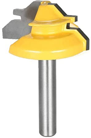 Bestgle 1/4 Shank 45 Degree Angle Lock Miter Router Bit Set Joint Router Bits Milling Cutter Woodworking Tool for Cutting 1/2 Wood Stock