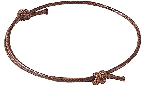 Zense - Tunt brunt armband för män i justerbar vaxad snodd ZB0363