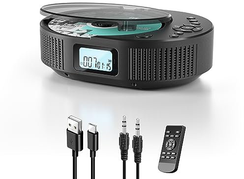 CD Player Portable Upgraded & Bluetooth Speaker 2 in 1 Combo, Rechargeable Portable CD Player for Car/Home with Remote Control, FM Radio (2211B)