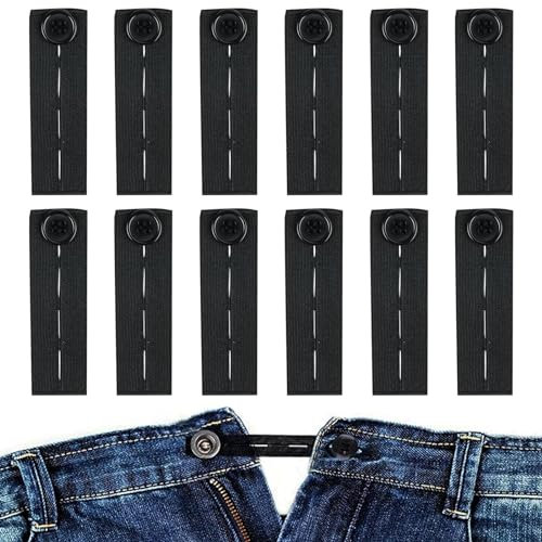 12 Stück hosenerweiterung Schwangerschaft, Hosenbunderweiterung Damen, Verstellbare Elastische Hosenbund Verlängerung, Knopfverlängerung für Hosen Jeans Suit Pregnancy Trousers für Damen und Herren