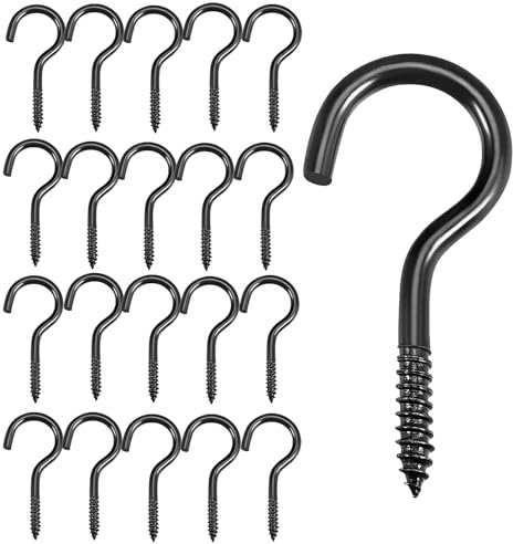 qingmeng Lot de 20 crochets à visser en acier inoxydable - 40 mm - Crochets de plafond - Vis à crochet - Grand crochet à vis - Pour hamacs, fauteuils suspendus, câbles fixes, auvents, plafonds