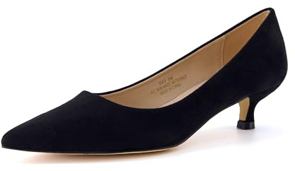 CUSHIONAIRE Bay Kitten Heels for Women – Pointed Toe Slip On Low Heel Womens Dress Shoes with Memory Foam, Black 8.5