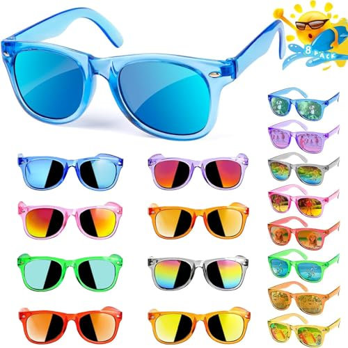 8pcs Kinder Sonnenbrille,Partybrillen,Kindersonnenbrille Kinder,Party Sonnenbrille,Party Gadgets,Kindersonnenbrille 2 3 4 5 6 7 8 9 10 11 12+ Jahre (8)