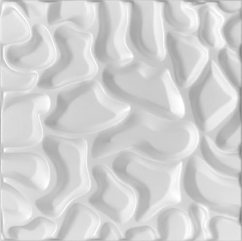 Deccart - 3D Wandpaneele 50x50 cm - Paneele Wand Wall Panels Deko Wandverkleidung Innen Panel Deckenverkleidung Decke Deckenpaneele Platten Styropor EPS-Polystyrol Lake 2 m², 8 Stück,weiß