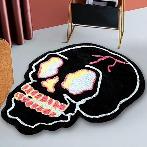 LIBRNTY Bodenmatte,Halloween-Küchenmatte,Rutschfestes Küchenmatten,Badvorleger rutschfest waschbar,Gruseliges Skelettgeeignet für Flure,Entworfen für Halloween/Weihnachten(80cm x 70cm)