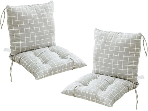 Ataoyus Pack de 2 cojines para silla con respaldo Almohadillas para asiento y respaldo con cinta de velcro Cojín de respaldo bajo para silla de jardín 40x80cm Respaldo para silla extraíble