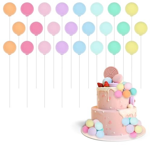TIESOME 24 decorazioni colorate per torte a palloncino, bellissimi topper per torte fai da te, mini palloncini per feste di compleanno, decorazioni per torte nuziali (colore macaron)