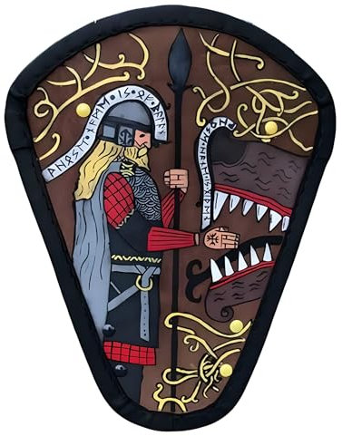 Tyr Gud nordisk strid 71 cm sköld, tyr sköld, nordisk gud viking sköld, viking rustning, träskydd, medeltida sköld, nordisk sköld, LARP, Klar, 28 Inch