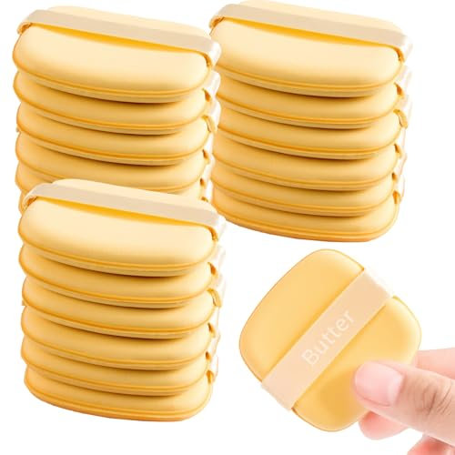 18 Stück Makeup Schwamm,Quadrat Makeup Schwämmchen,Gesichtsfarbe Make up Schwamm,Schminkschwämme,für Flüssige Grundierung Foundation Puder Kosmetik Applikatoren (Cremegelb)