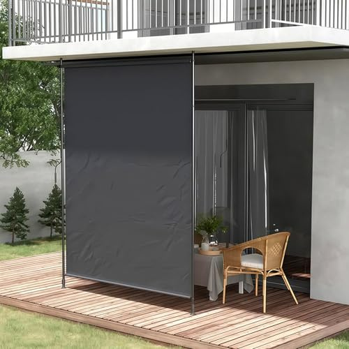 Tenda da sole verticale regolabile con manovella, bracci estensibili, 215310 cm, senza fori, per balcone e giardino, colore grigio, extra lungo, 1,5 m