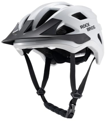 ROCKBROS Casco Bici Bambino Ragazze Casco da Bicicletta Ventilazione con Visiera Rimovibile, Caschetto Protettivo per MTB Ciclismo Skateboard Pattinaggio Regolabile 54-58cm, Bianco