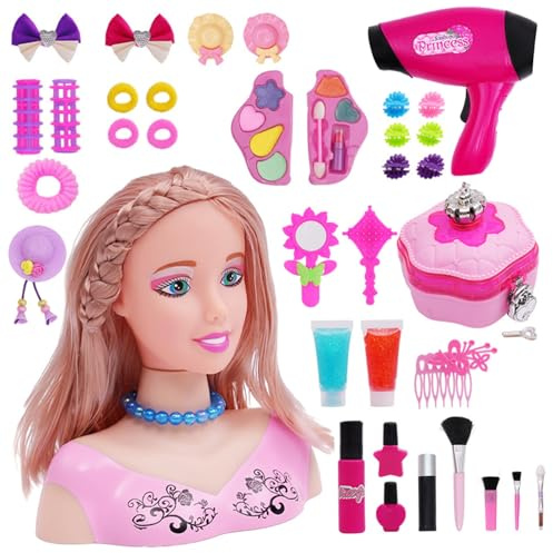 CGTQROVR Styling Head Doll for Kids 39PCS/Set Hair Style Doll Head for Girls Make up Hairdressing Set with Hair Accessories for Girls
