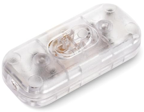 AXFEE Inline-strömbrytare, 250 V 6 A mellanströmbrytare sladdbrytare, kabelbrytare vippbrytare, 2-ledare och 3-ledare, sladdbrytare, strömbrytare för lampa små enheter-transparent