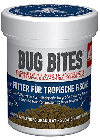 Bug Bites Tropical Granules Fish Food, Insect-Based Food for Medium to Large Tropical Fish with Black Soldier Fly Larvae, Complete Daily Nutrition, 45g
