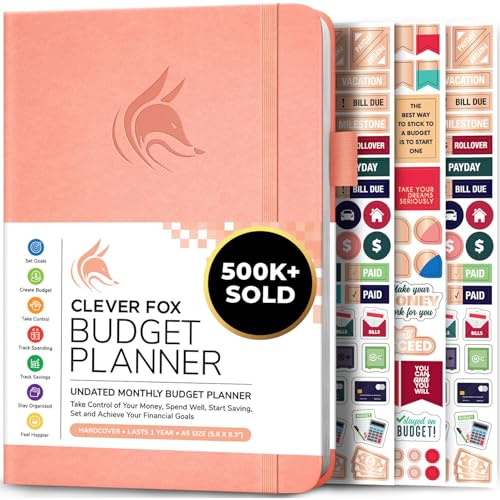 Clever Fox Budget Planner - Cahier des dépenses. Journal de budgétisation mensuel, planificateur financier et livre de comptes pour prendre le contrôle de votre argent. Non daté (Rose pêche, A5)