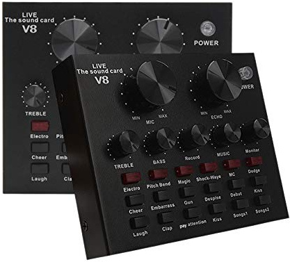 Katigan V8 Sound Card Audio Set Interface External Usb Live Microphone Sound Card Function for Computer Pc Mobile Phone Singing Recording
