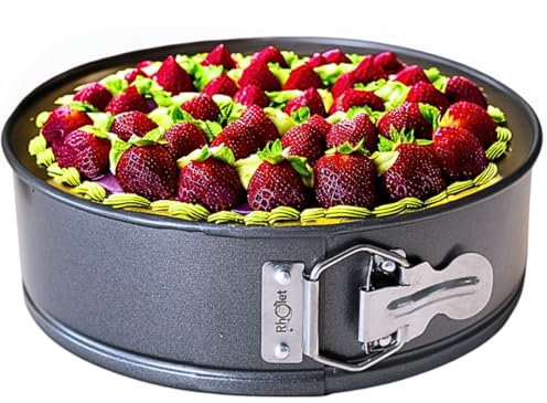 RHOLET Cake Tin 8 Inch for Baking, 20cm Springform Baking Tin for Cheesecake, Non-Stick Deep Round Cake Pans, Bakeware, Unique Rhombus Design-Oven Safe, Home and Kitchen