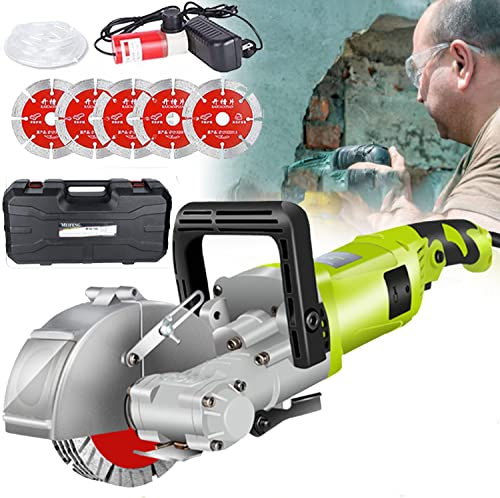 JIADUOFU Elettrica Macchina Taglio Scanalature 4kw 7500rpm, Industriale Parete Scanalatrice, Parete Scanalatrice da Muro con 5 Lame, per Marmo, Granito, Pietra, Mattoni,Green-220V