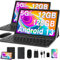 2024 Tablette 10 Pouces Android 13 Octa Core avec 12Go RAM + 128Go ROM (1To TF) | 5G + 2.4G WiFi | FHD | GPS | Bluetooth 5.0 | 8MP + 5MP | Type C, Tablette Tactile avec étui, Clavier et Souris - Noir