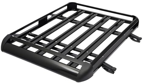 Aluminium takräcke korg, universal bil takräcke SUV bagagekorg badkar bagage lasthållare aluminium svart roof rack 68 kg belastning