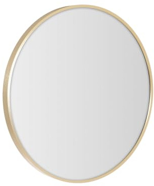 LOLAhome Espejo de Pared Redondo con Marco de Aluminio Dorado de 50 cm