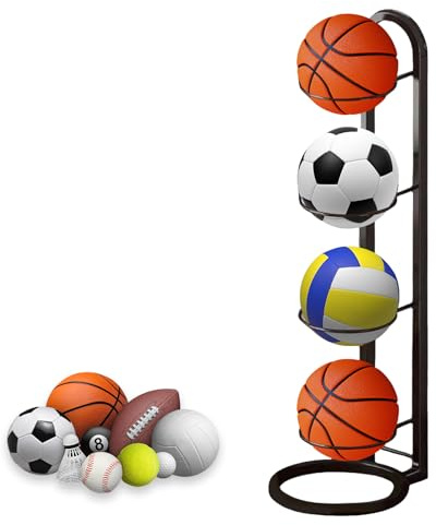 NUWIQ Soporte para pelotas de baloncesto, fútbol y voleibol (negro, 4 capas)
