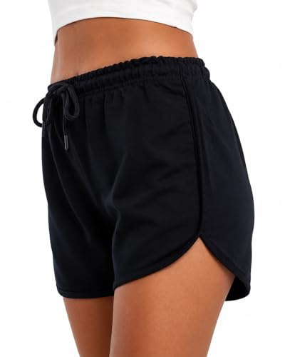 Comeor Short Ample en Coton pour Femme – Short d'été décontracté avec Poches pour entraînement, Jogging, Gym, Course à Pied, Yoga, Sport, Bleu Marine, XL