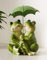 Dekoleidenschaft Dekofigur Froschpaar Regenschirm aus Polyresin, grün, 23 cm hoch, Froschfigur, Froschdeko