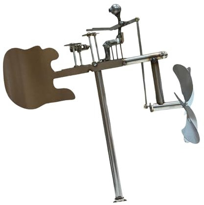 Fenteer Molino de Viento Baterista, decoración de jardín, Figura artística, Escultura de Molino de Viento para Oficina