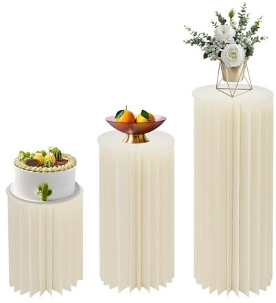 3 jarrones de columna de flores de cartón para boda, soporte para flores, columna decorativa con 3 placas de PVC transparente, soporte plegable para flores cilíndrico para bodas, compromisos