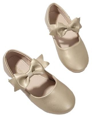 Generisch Elegantes bailarinas para niños pequeños con adornos florales como zapatos infantiles festivos para ocasiones especiales celebraciones, dorado, 26 EU