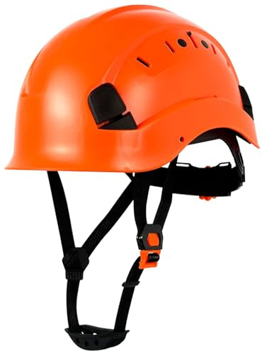 Casco rigido di sicurezza certificato CE con sottogola, casco da costruzione in ABS arancione per la protezione del cantiere di lavoro, attrezzatura di protezione della testa regolabile, attrezzatura