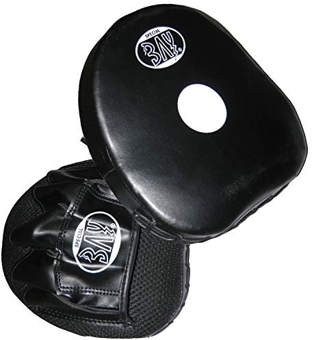 BAY® LEDER-PU DRIVE Pratzen, Handpratzen, vorgekrümmt, 2 Stück, schwarz, Pratzen, krumm, 2 Stück, Schlagpolster Herren Lady Frauen Damen Mädchen Kinder Schlagkissen Trainerpratzen Schlagpratzen Schlagmitts Mitt Mitts Coachingpratzen Kickboxen Karate Taekwondo Muay Thai Thaiboxen MMA Tae Kwon Do Handschlagpolster 2er Set gekrümmt Boxen Boxtraining Boxsport