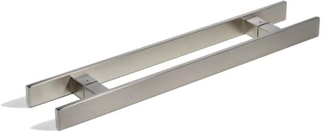 KEYTIGER 18 Inch Stainless Steel Modern Front Door Handles, Brushed Nickel Satin Finish, Rectangular Bar, 17.7 Inches, 11.8 Inches Center-to-Center, No Lock, Ambidextrous, Bolts Attachment