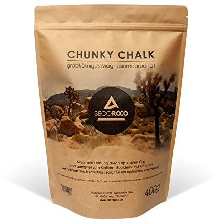 Secoroco Chalk grobkörnig 400g - ideales Magnesiumcarbonat zum Klettern, Bouldern, Kraftsport & weiteren Sportarten welche trockene Hände erfordern