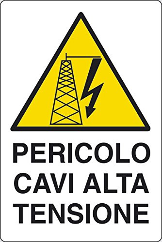 cartello alluminio cm 30x20 PERICOLO CAVI ALTA TENSIONE