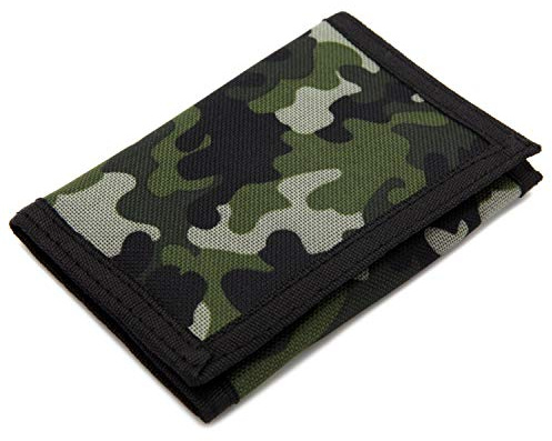 sundee RFID Slim Camouflage Wallet/Trifold Canvas Outdoor Sports Wallet for Boys & Kids - Green