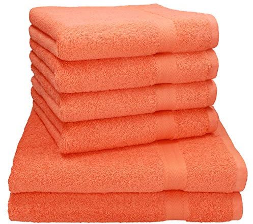 Betz Premium Handtuch-Set - 6 teiliges Handtücher-Set - 2X Duschtücher - 4X Handtücher - 50x100 cm - blutorange