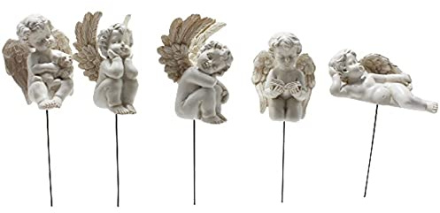 Lot de 5 mini anges miniatures en résine pour jardin de fée, décoration de jardin de fée, bonsaï, pot de fleurs, sculpture extérieure, micro paysage, décoration de pelouse