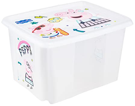keeeper Peppa Wutz Aufbewahrungsbox mit Deckel, Dreh- und stapelbar, Für Kinder, 30 l, Karolina, Natural Transparent